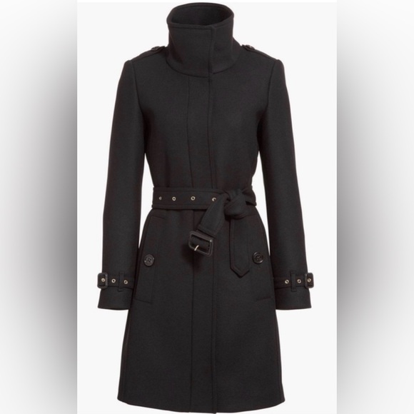 Burberry Gibbsmore Trench Belted Coat Black Women's Size 2 Like New - Picture 1 of 8